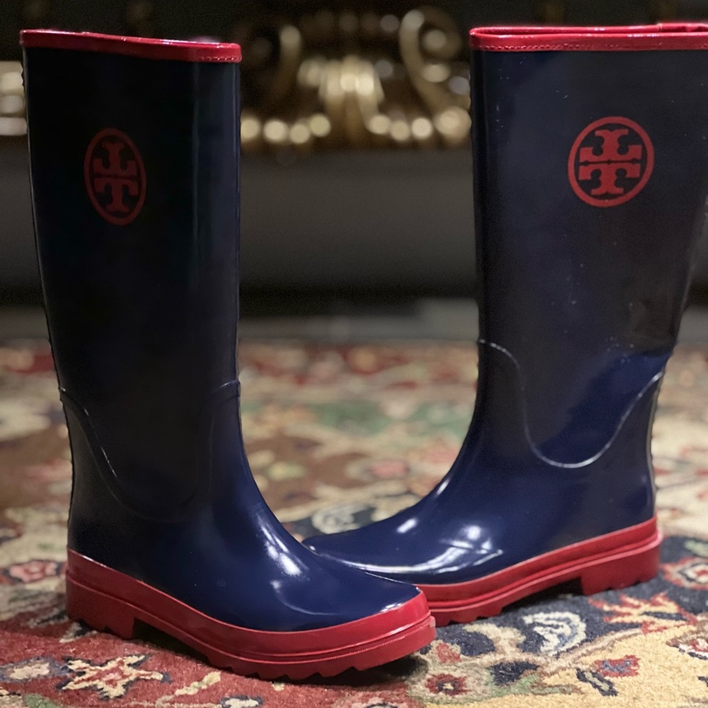 Tory Burch Navy Rain Boots